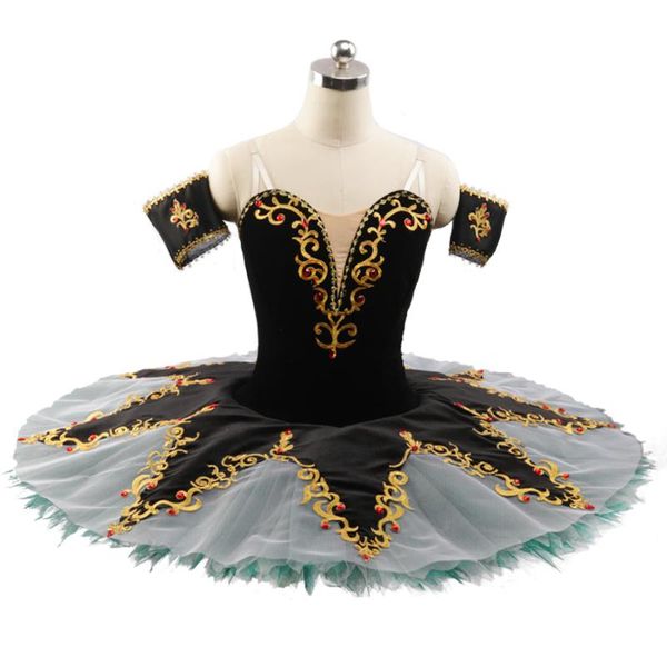 

esmeralda black green professional ballet tutu girls pancake platter performance tutus concert competition ballet stage costume, Black;red