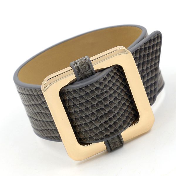 

new fashion snake print pu leather for women femme new hand cuff wide bracelet jewelry, Black