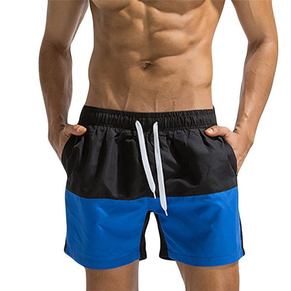 

men breathable trunks pants color stitching swimwear beach shorts slim wear children's men swimming trunks #lrws