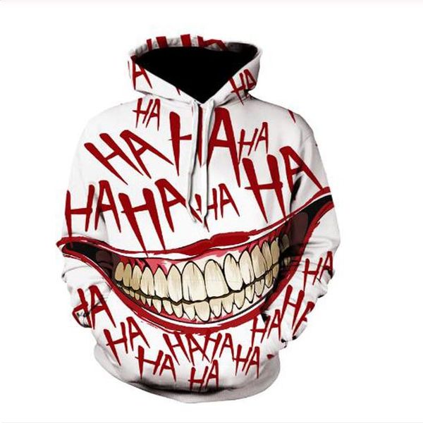 

new fashion cool sweatshirt hoodies men women 3d print halloween crazy smile style streetwear long sleeve clothes aa03, Black