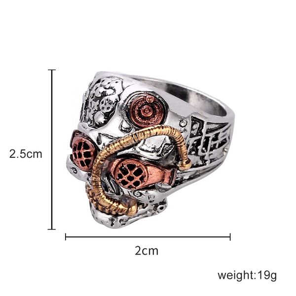

hip hop rings cool gothic carving steel skull ring, Silver