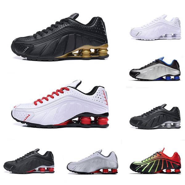 

discount mens sneakers r4 og running shoes triple black white grey silver blue orange men trainers sports runners size 40-46