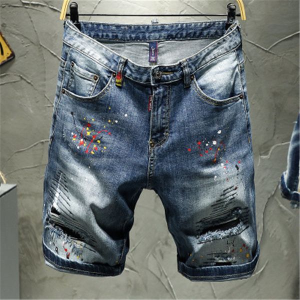 

джинсы мода slim fit micro casual elastic cotton black wash рваные джинсы мужской одежда мужчины hole denim перерыв патч шорты, White;black