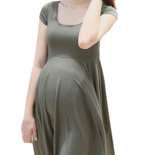

women pregnant maternity dress nursing short sleeve solid breastfeeding summer maternity dress women vestido clothes, White