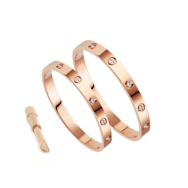 

Fashion New Rose Gold 316L Stainless Steel 18k Gold Designer Jewelry Love Bracelets Men Women Wedding Rings Bracciale With Box Free shipping