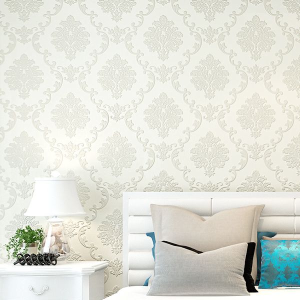 

european luxury 3d damascus embossed wallpaper non-woven thick waterproof wallpaper bedroom living room tv background home wall decor
