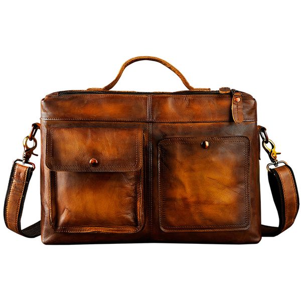 

mens original leather design business briefcase lapbag professional executive portfolio lawyer portfolio messenger bag 2119d