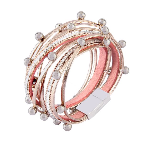 

Christmas Jewelry Multilayer Original Crystal Bracelet from Europe and America Womens Bracelet with Glossy Pearl Leather and Magnetically Bu