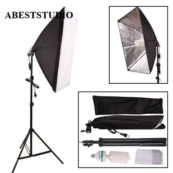 Freeshipping ABESTSTUDIO hot vender Photo Studio set 1 x 135 W lâmpada + 1x suporte de Iluminação + 1 Soft box Photo Studio Kit