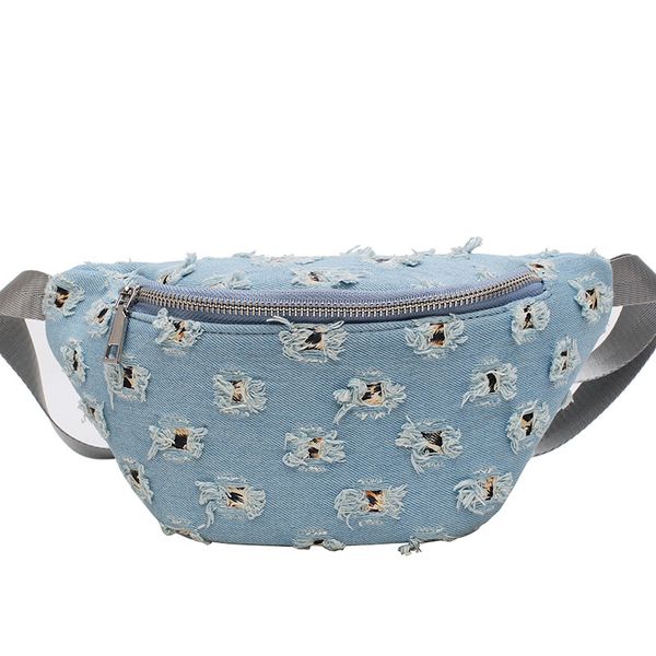 

2019 women denim waist bag fanny pack ladies chest bag canvas waist packs casual travel phone purse bolsa feminina