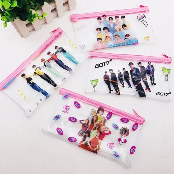 

transparent storage bag pink pencil case size 19*10*2cm sale