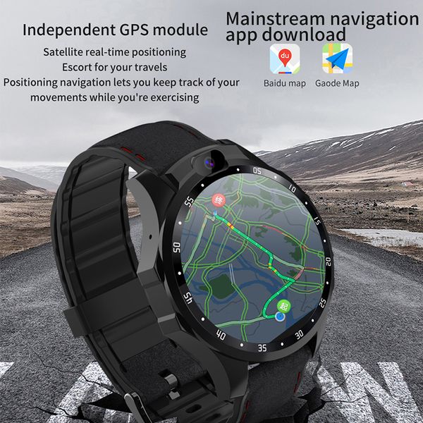 4G SmartWatch NetCom Freqüência cardíaca Monitor Android 7.1 HD Câmera dupla IPS 1 polegada IPS Lembrete de mensagem de tela grande GPS Smart Watch
