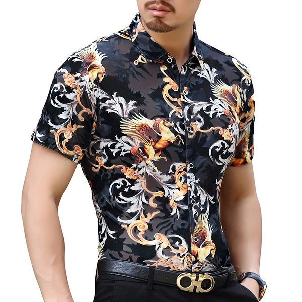 

paisley gold transparent velvet men's shirts male casual velvet formal brand men full sleeve dress shirt man masculina camisa, White;black