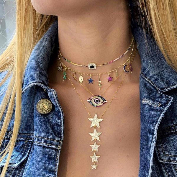 

colorful multi charm charming luxury women necklace gold filled fashion statement necklaces, Silver