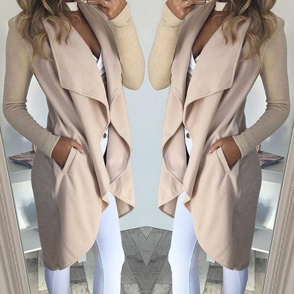 

gotoseeu women long sleeve cardigans irregular solid slim fit coats, Tan;black