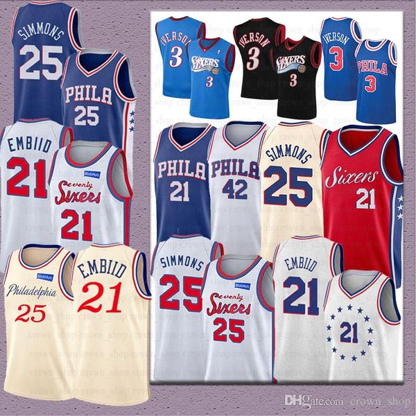 

joel 21 embiid jersey ben 25 simmons ncaa men al 42 horford tobias 12 harris college basketball jerseys s, Black