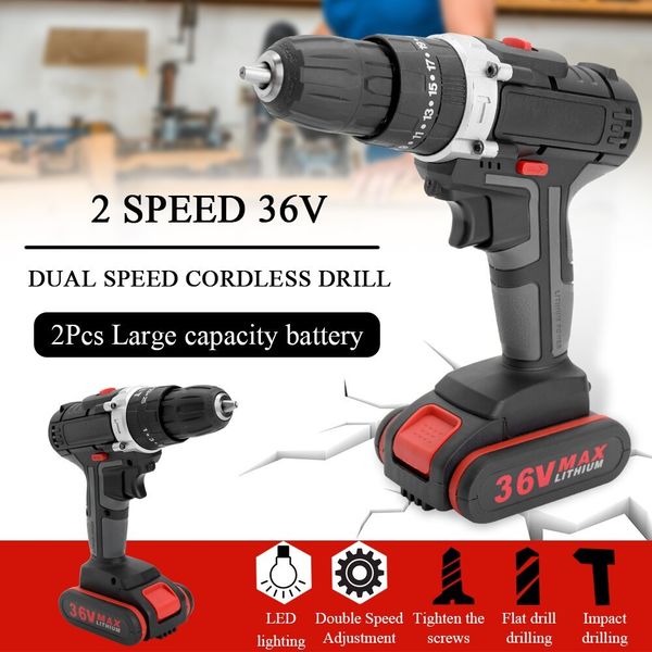 

professional 36v electric impact cordless drill battery wireless rechargeable home diy electric power tool