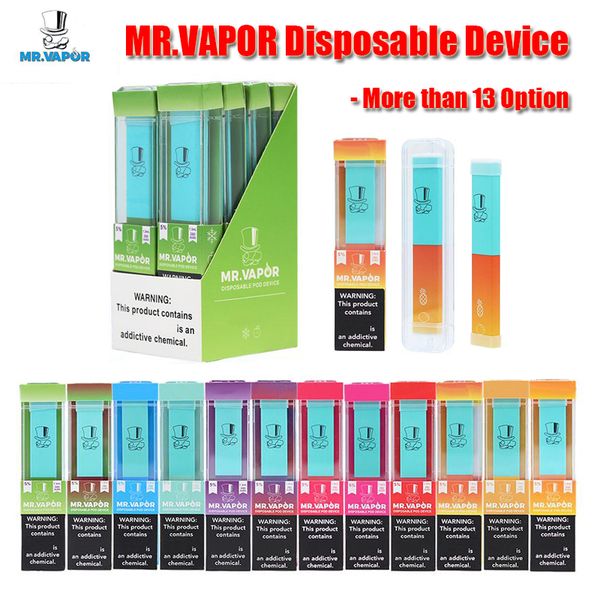 

MR VAPOR Одноразовые устройства 13 Стиль MR.VAPOR Vape Pen Pod Starter Kit 280mAh Аккумулятор 1,3 мл Картридж 400 пуфы Испаритель