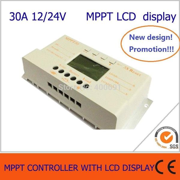 Freeshipping 30A MPPT regolatore di carica e scarica solare 12V 24V funziona automaticamente con display lcd