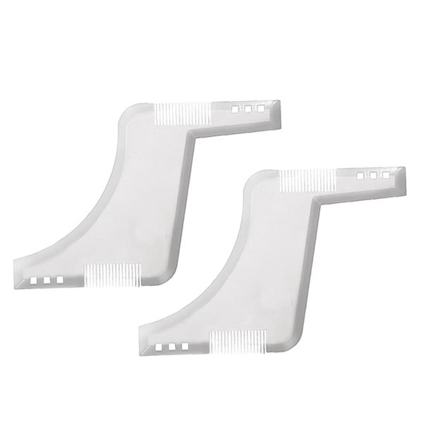

2x double-sided beard comb facial hair trimming shaping template tools, Silver