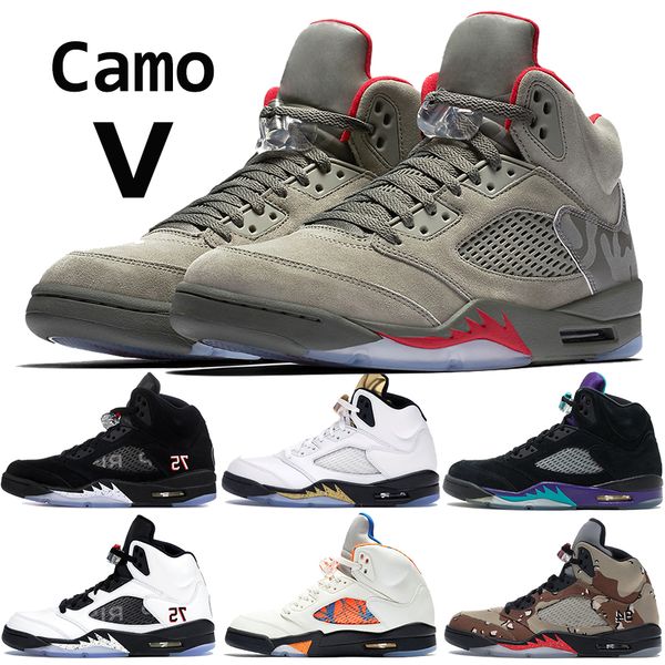 

hight quality 5s classic 5 basketball shoes white cement black metallic fire red black tongue grape oreo sneakers for men designer shoes, White;red
