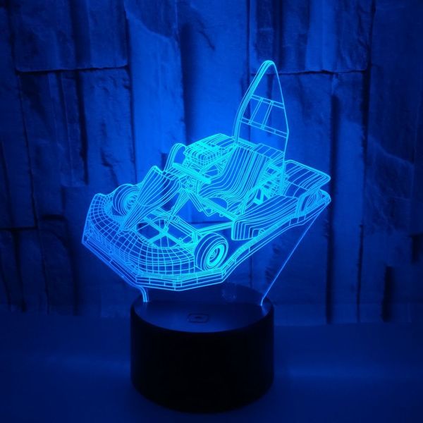 

7 color chagne karting 3d illusion lamp led usb 3d night lights creative toy car lamp home decoration baby sleeping lighting