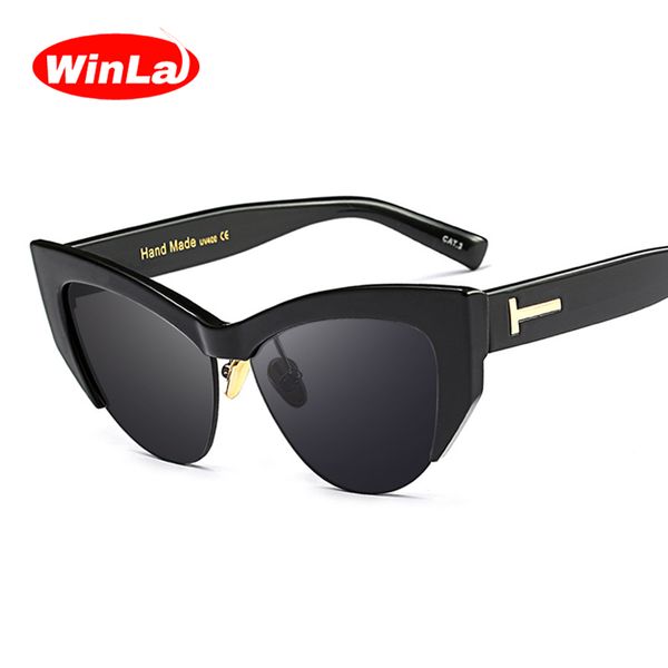 

winla fashion design женские солнцезащитные очки классический сексуальный кошачий глаз солнцезащитные очки элегантный ретро бренд очки uv400, White;black