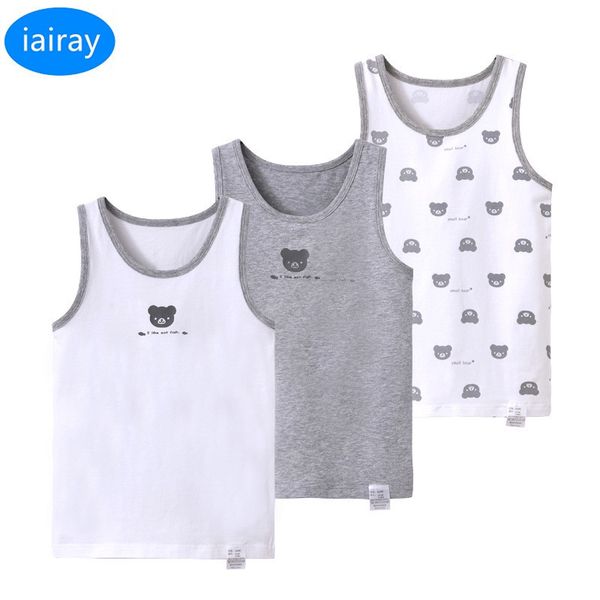 

iairay 3pcs/set summer cotton sleeveless t shirt tank children undershirt boys underwear kids singlets sleep shirt for boy y200704, Blue