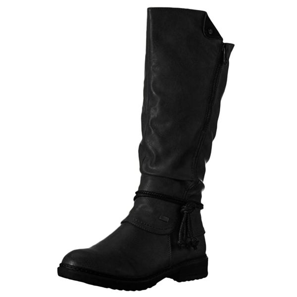

women leahter knee high boots fashion folding slip on winter high boots casual low heels white black long slim ladies 2020