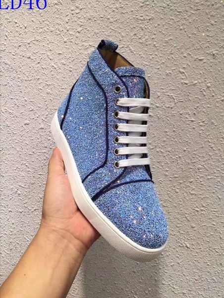 

d19 new christian luxury louboutin bottom red bottoms studded spikes brand cl mens casual shoes men women party lover sports sneakers, Black