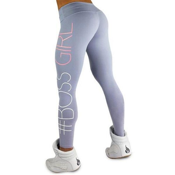 

women sportswear boss girl tight package hip printing yoga leggings high waist pants, Black;white