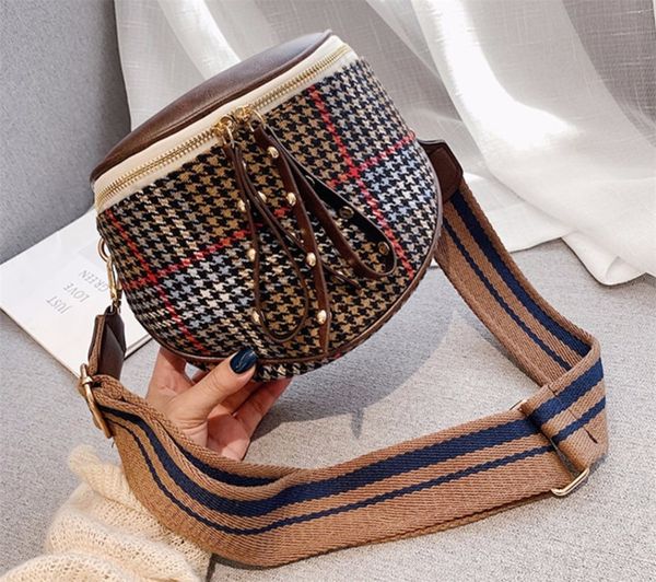 

designer handbag fashion woolen shell messenger bag women semicircle wide band zipper crossbody bag money phone dumpling bag 4
