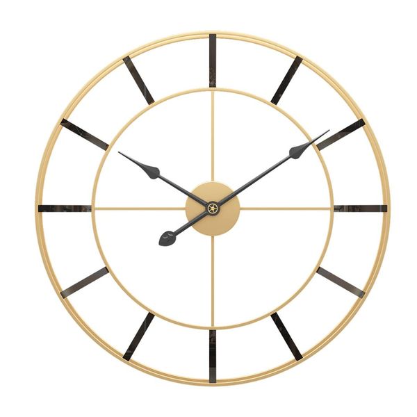 

20 inches 50cm wrought iron hollow wall clock double loop silent hanging clock - golden + black