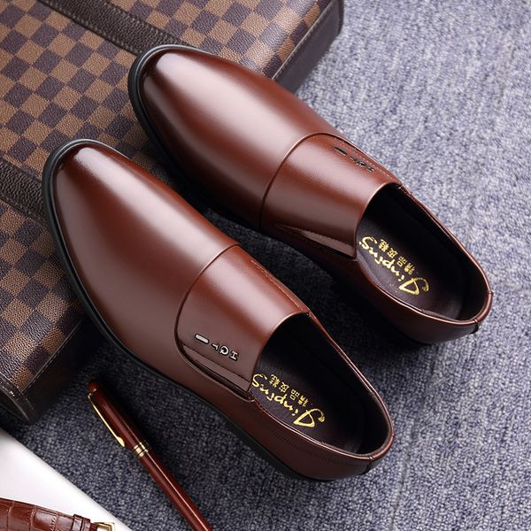 

men business luxury oxford shoes men breathable leather shoes rubber formal dress male office party wedding 2019 new, Black