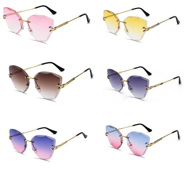 

cut new frameless cat eye sunglasses women trend retro gradient ocean piece sun glasses, White;black