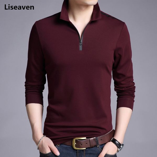 

liseaven t-shirts men solid color slim fit shirt long sleeve tshirt men's casual t shirts brand clothing, White;black