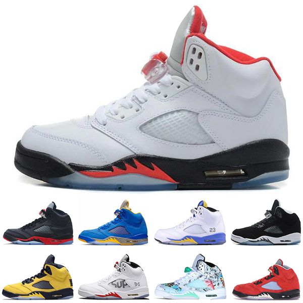 

2019 mens designer basketball shoes 5 5s blue red suede white cement space jam oreo og countdown pack men sports sneakers size 7-13
