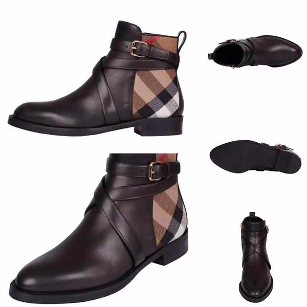 

2019 woman brand boot real leather pointed flat hoe ankle boot martin boot fa hion boot eu 35 40 with box 03, Black;grey