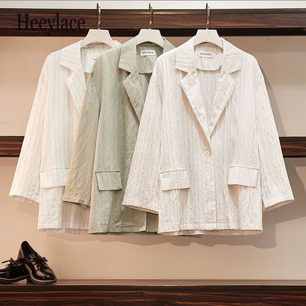 

plus size suits blazer for women 2019 thin suncreen stripe women suits blazer 2019 chic fashion plus size autumn coat 4xl, White;black
