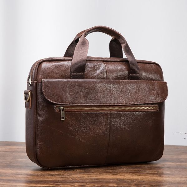 

men original leather antique fashion business briefcase 15.6" lapcase attache portfolio bag one shoulder messenger bag 1120