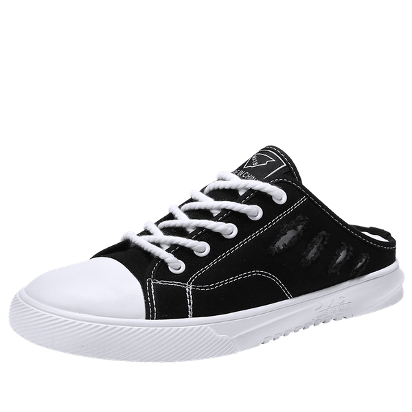

2019 men casual shoes mens canvas shoes for men fashion flats fashion slip half drag walking ygb-7113, Black