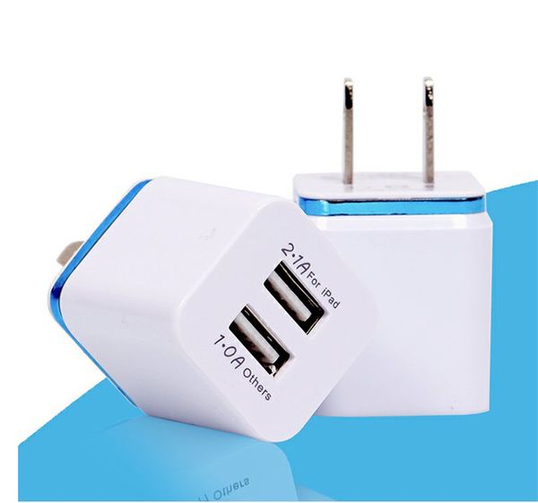 

new arrival universal 5v 2.1a phone charger plug dual usb charging head portable travel wall charger adapter