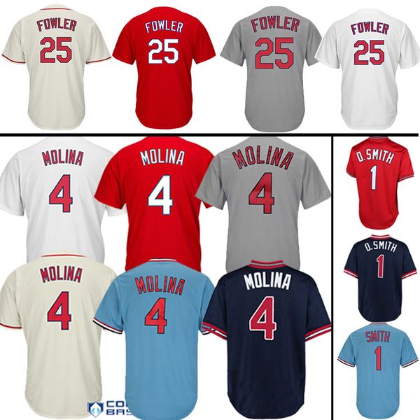 

#4 Yadier Molina #25 Dexter Fowler Jersey #1 Ozzie Smith Jerseys 100% Stitched Fast Free Shipping High-quality Baseball Jresey