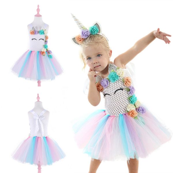 

party princess dress unicorn for girls dresses girls lace tutu dress appliqued evening dress kids designer clothes girls dhl jy58, Red;yellow