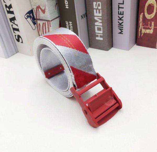 

WHITE belt men and women color buckle belt canvas belt men and women popular letter Europe and America waist seal