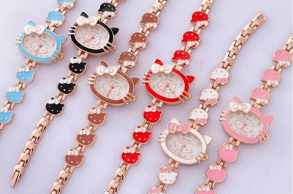 

2016 горячие продажи бренда Hello Kitty мультфильм часы женщины дети hellokitty часы милые де