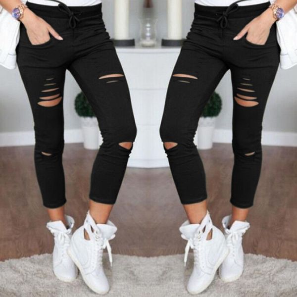 

2016 womens ladies stretch faded ripped slim fit skinny denim jeans size uk 6 8 12 14, Blue