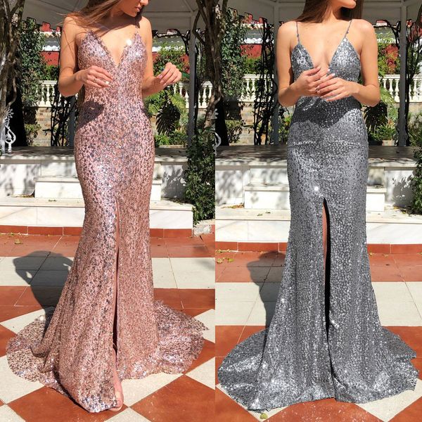 

2019 summer clothes for women showback deep v sleeveless neckless dress party night long dress vestidos de festa 31, Black;gray
