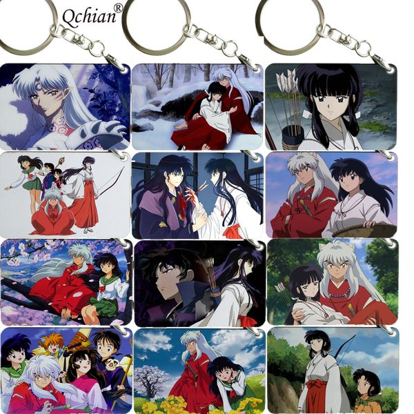 

japan anime inuyasha kikyo kagome keychain keyring wooden pendants cartoon key ring cosplay women men accessories kids gift, Silver