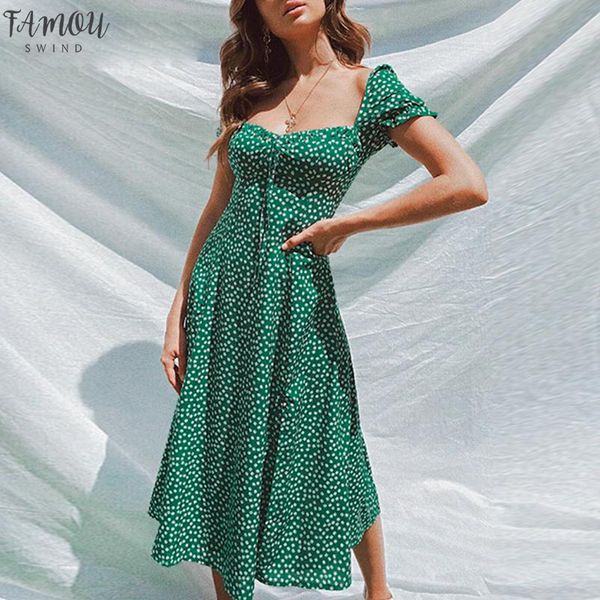 

beach bohemian summer 2020 women dress vintage party elegant female dress midi ruffle green dresses vestidos, Black;gray